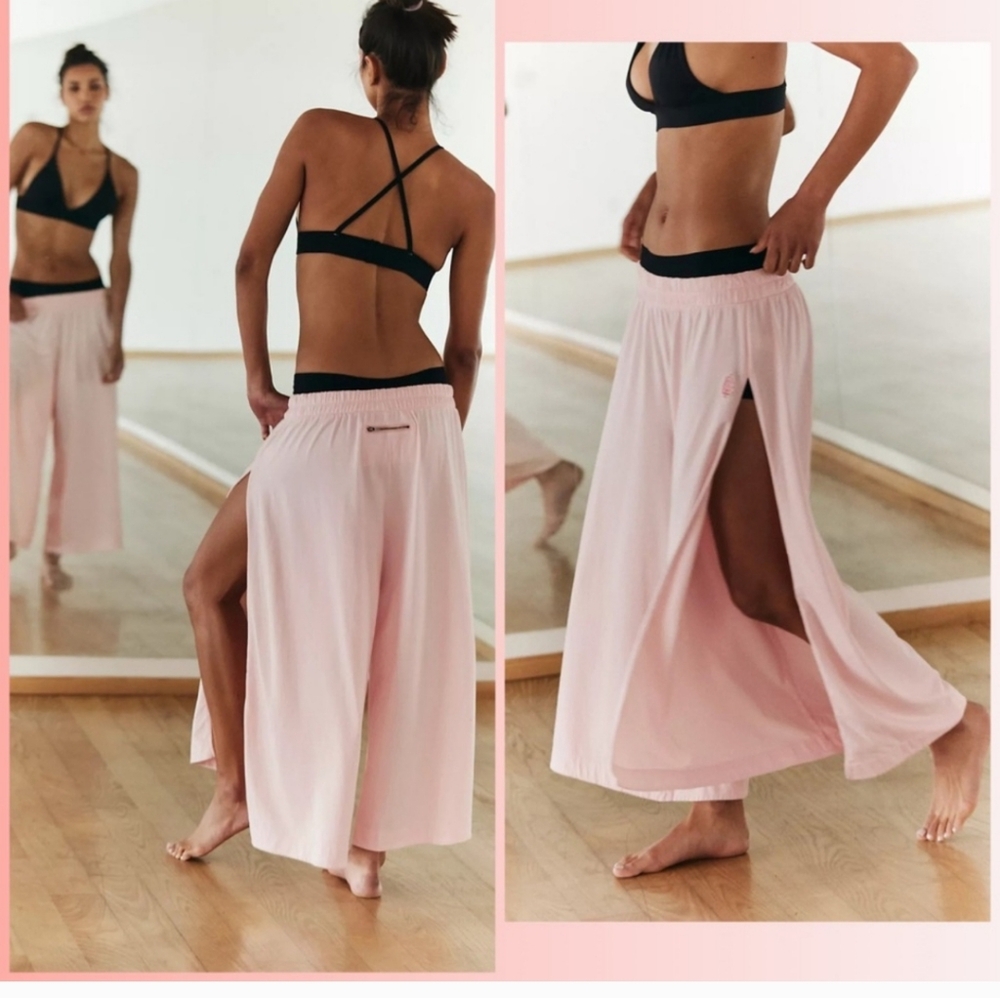 Free People Pink Wide-Leg pants with High Slits